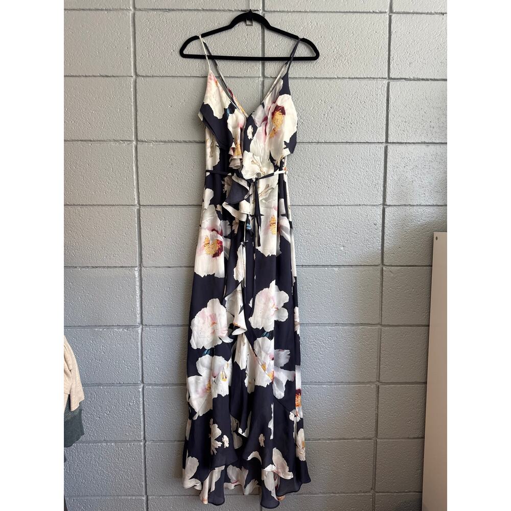 Intermix Barletta Wrap Silk Floral Ruffled Maxi Dress size S - Picture 2 of 6